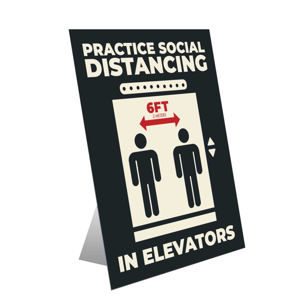 Practice Social Distancing In Elevators Table Top Sign