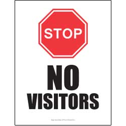 Stop No Visitors Vertical Sign