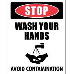 Stop Wash Hands Avoid Contamination