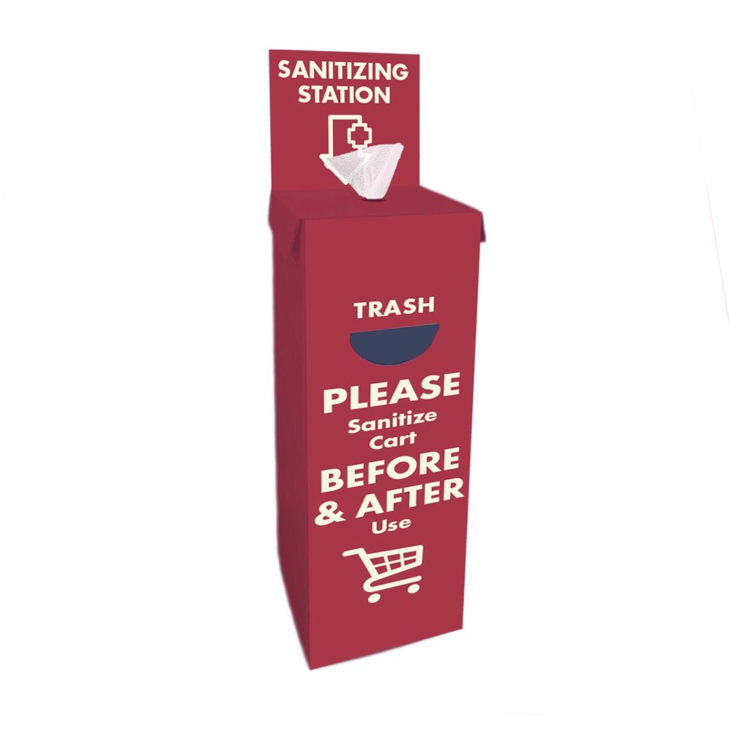 Red dispenser with wipes