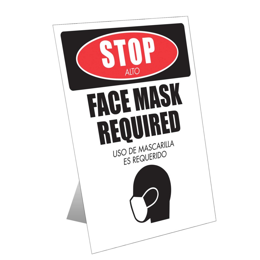 Stop - Face Mask Required Table Top Sign