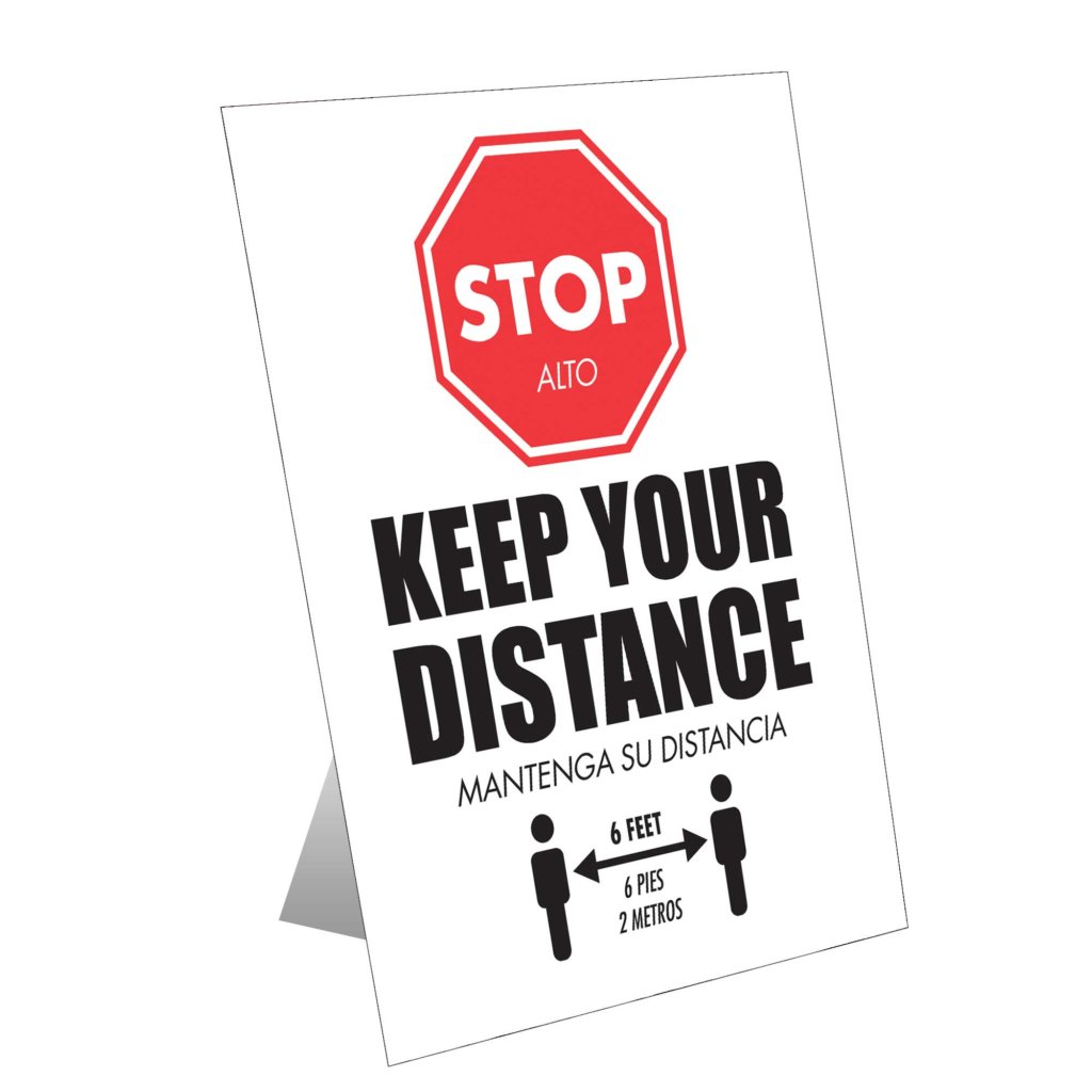 Stop - Keep Your Distance Table Top Sign
