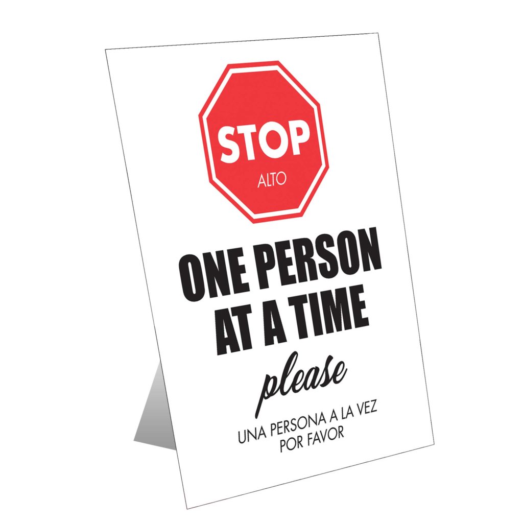 Stop - One Person At A Time Table Top Sign
