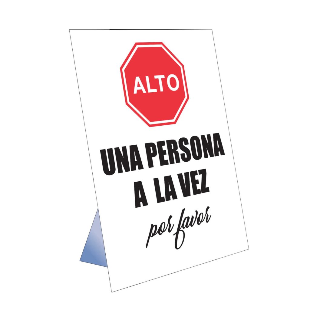 Alto – Una Persona A La Vez Table Top Sign