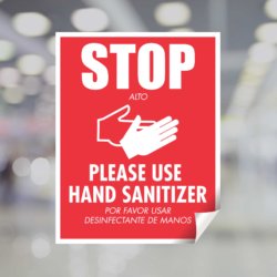 Stop – Please Use Hand Sanitizer Window Decal