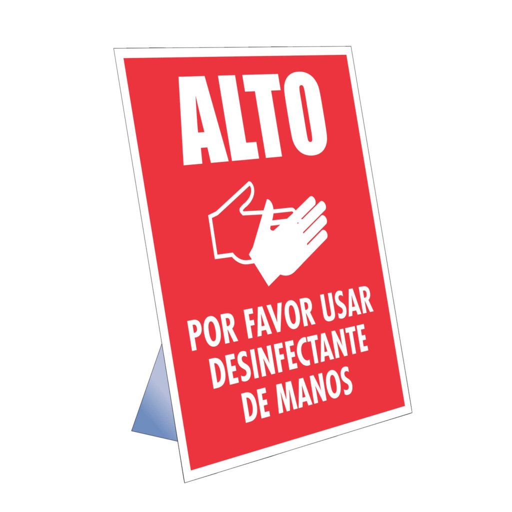 Alto – Por Favor Usar Desinfectante De Manos Table Top Sign
