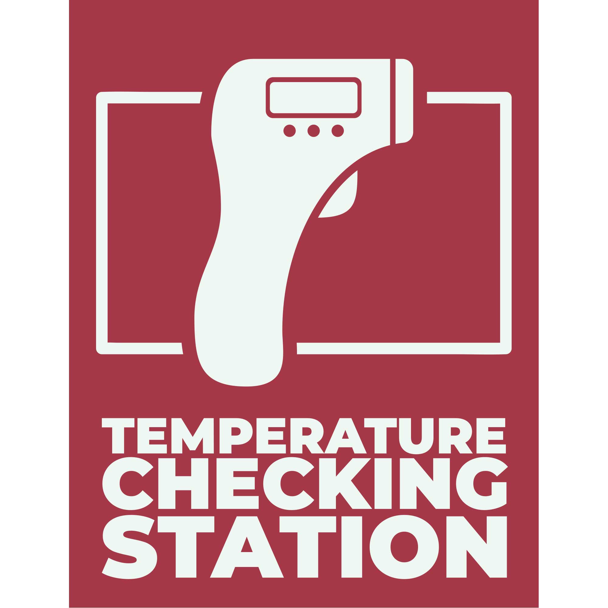 Temperature Checking Station Red Poster Plum Grove