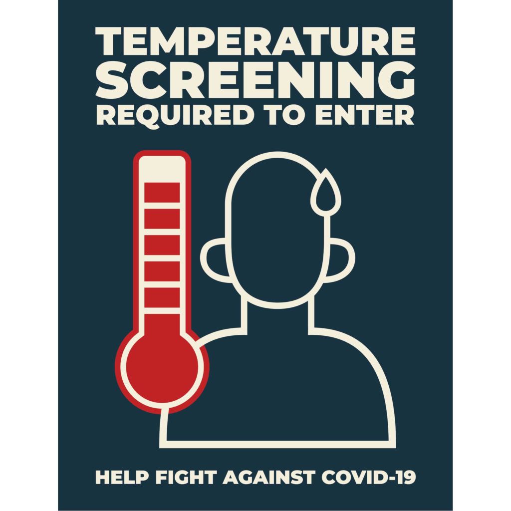 Temperature Screening Station with Infrared Thermometer & Signs