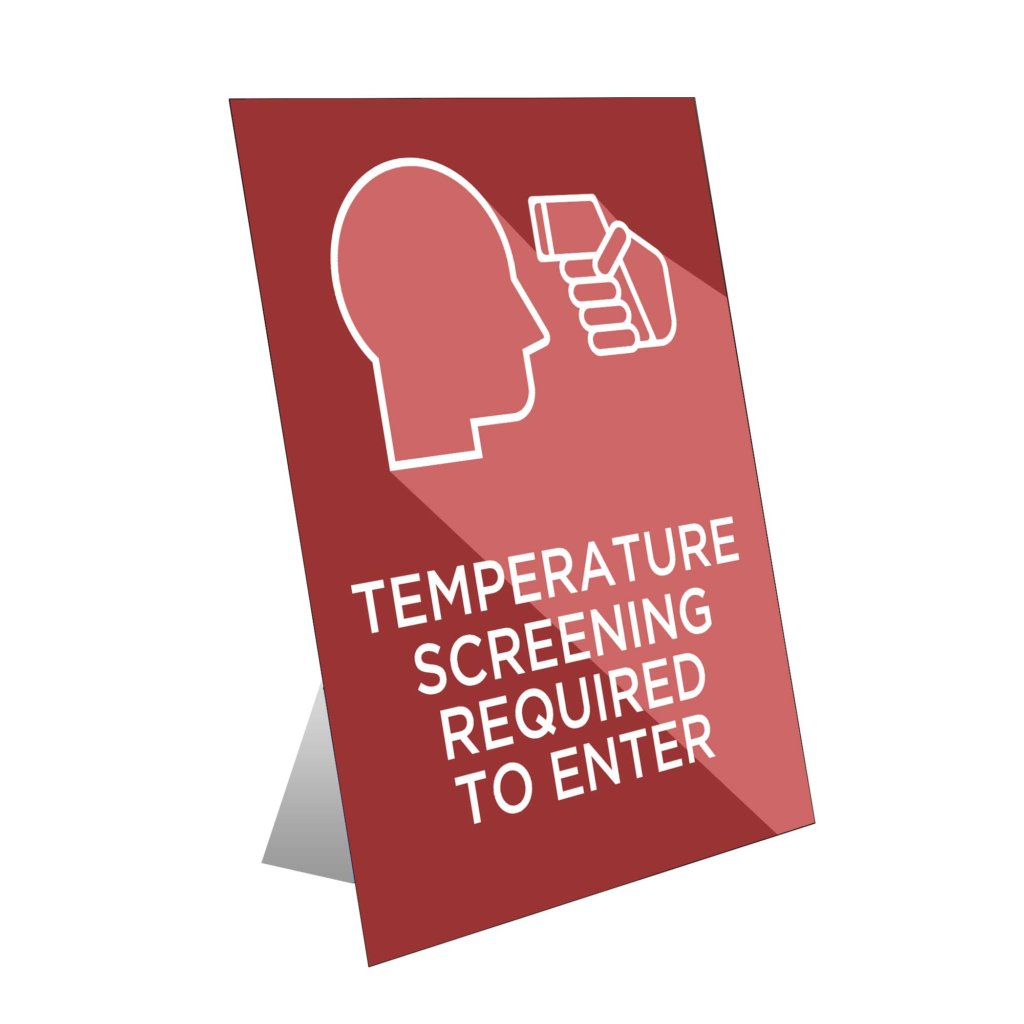 Temperature Screening Required To Enter Table Top Sign