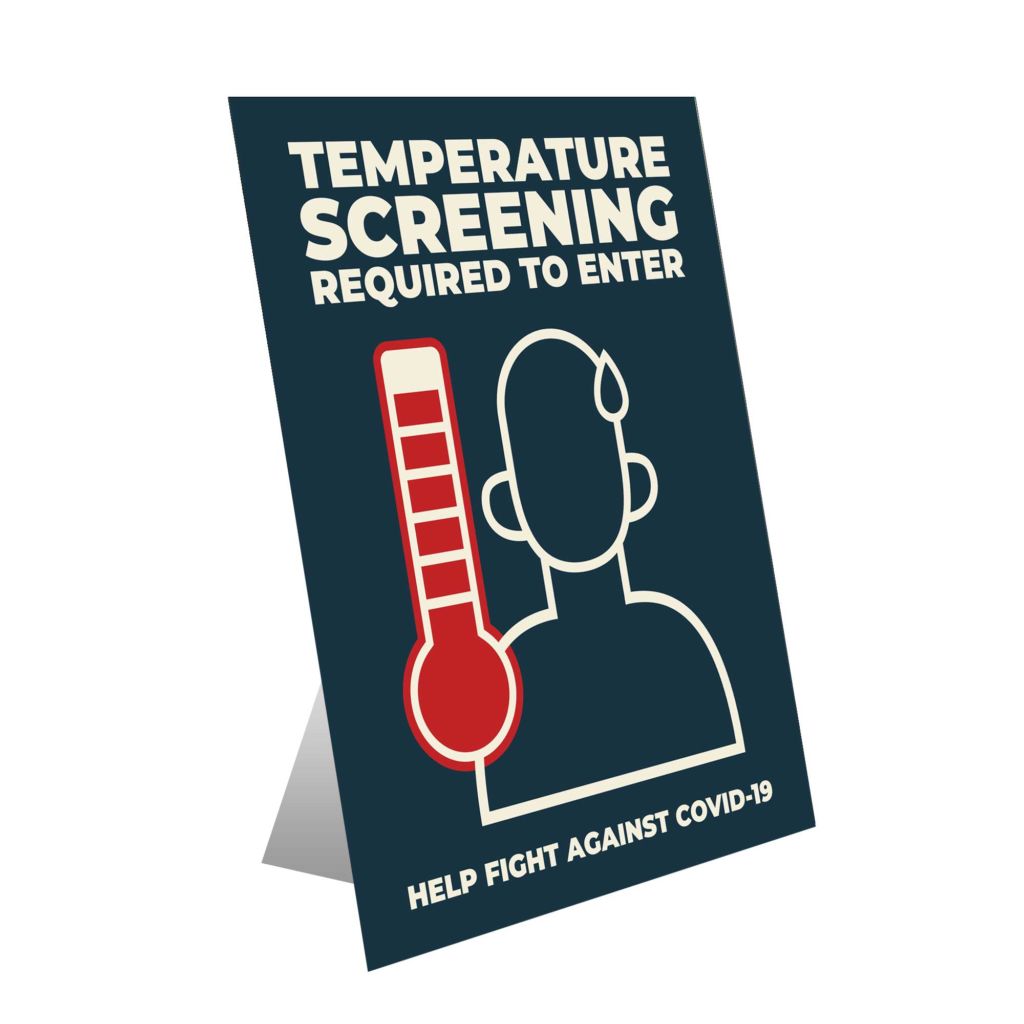 Temperature Screening Required To Enter Table Top Sign