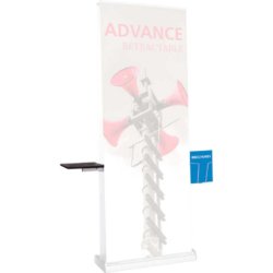 banner stands with shelf and brochure holder