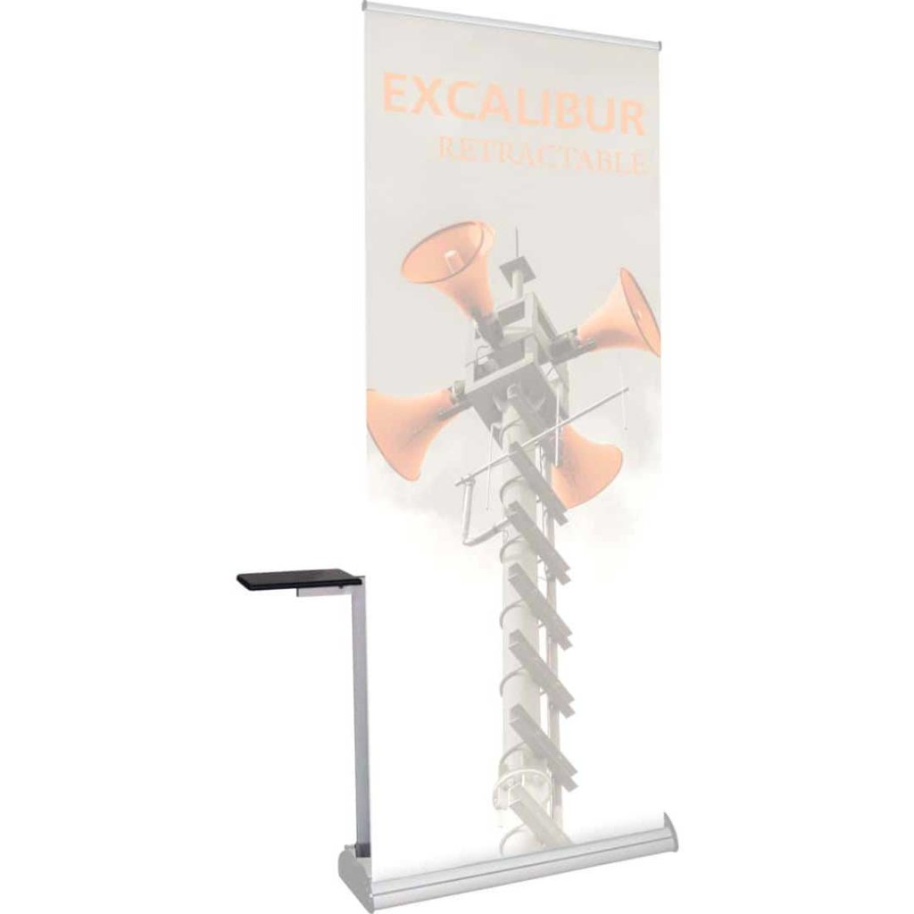 banner stands with shelf