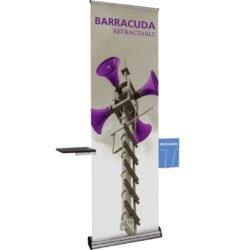 Banner stand with table and brochure holder