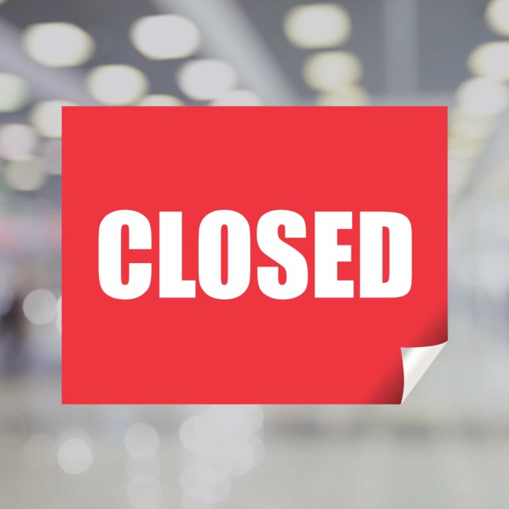 Red “Closed” Sign Window Decal | Plum Grove