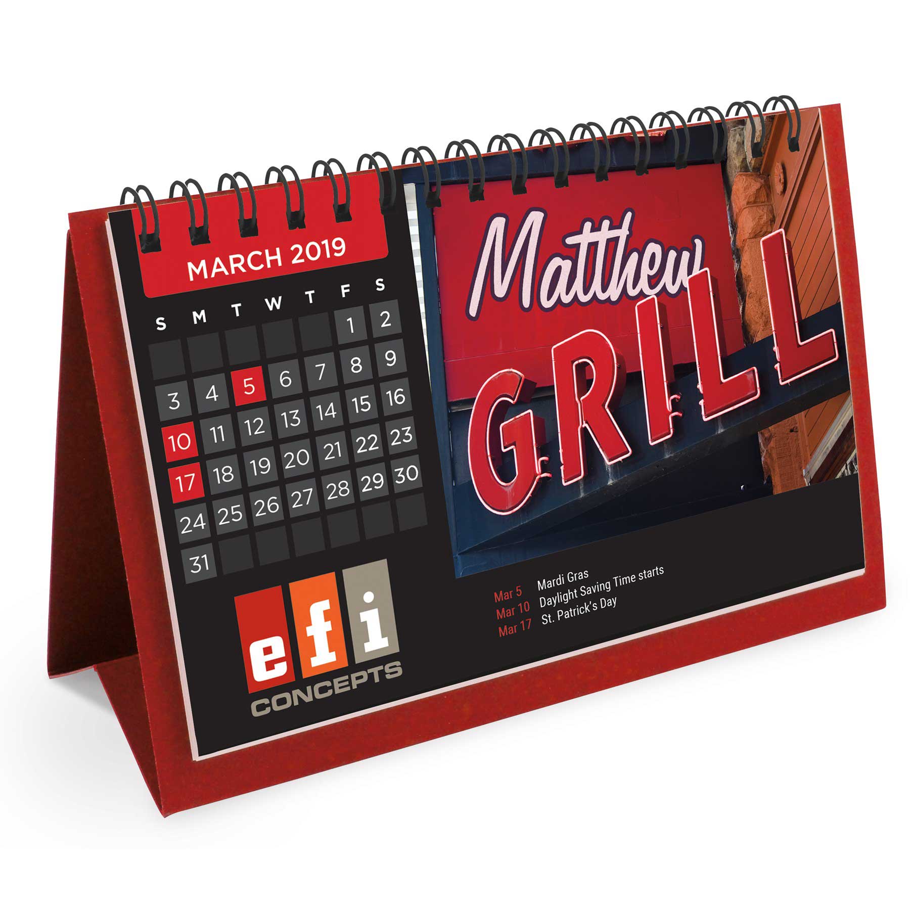 Red Desk Calendar