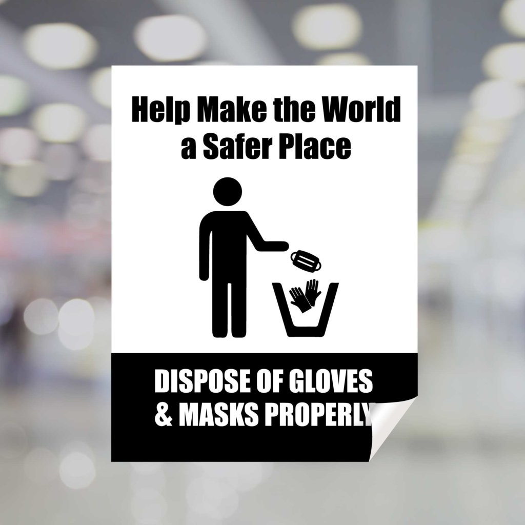 Dispose of Gloves & Masks Properly Window Cling