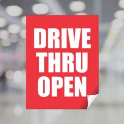 Drive Thru Open Red Window Decal