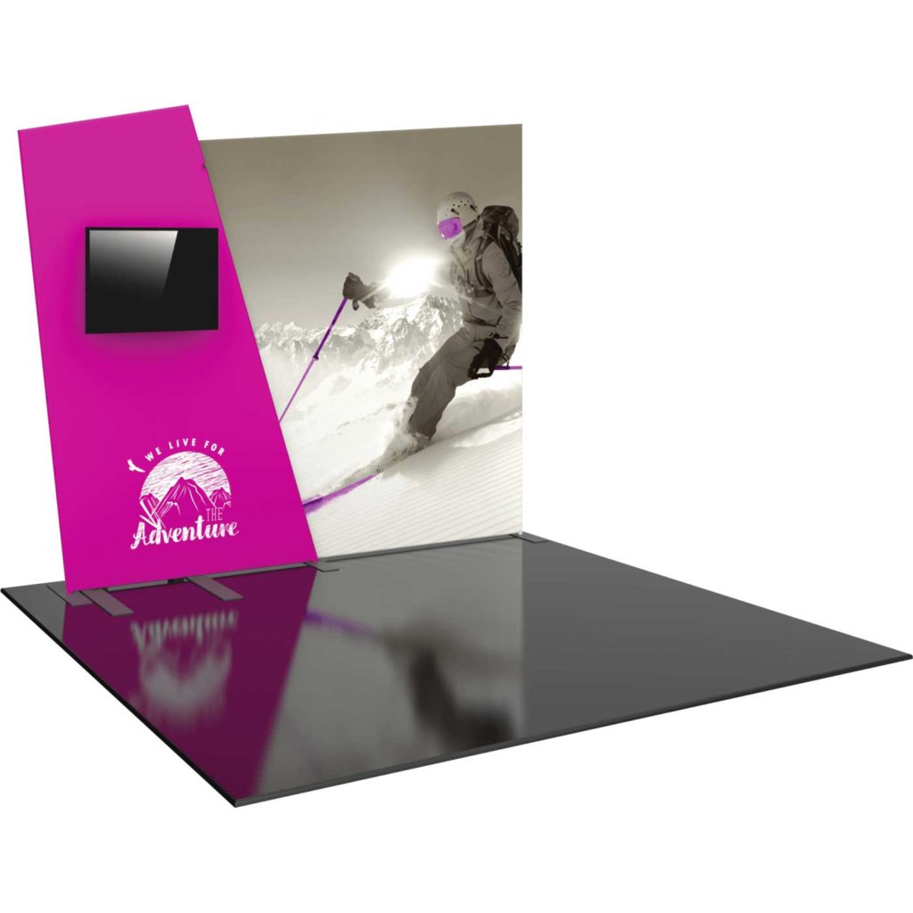 10-ft Funky Trade Show Booth with Monitor Mount | Orbus Formulate 07