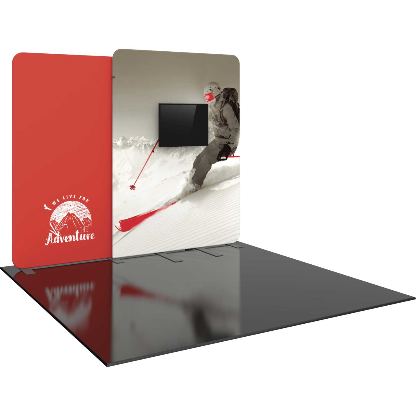 10-ft Portable 2-Panel Display with Monitor Mount | Orbus Formulate 10 - Image 1