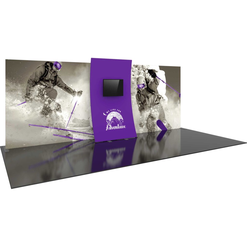 20-ft Trade Show Display with Monitor Kiosk | Orbus Formulate 05