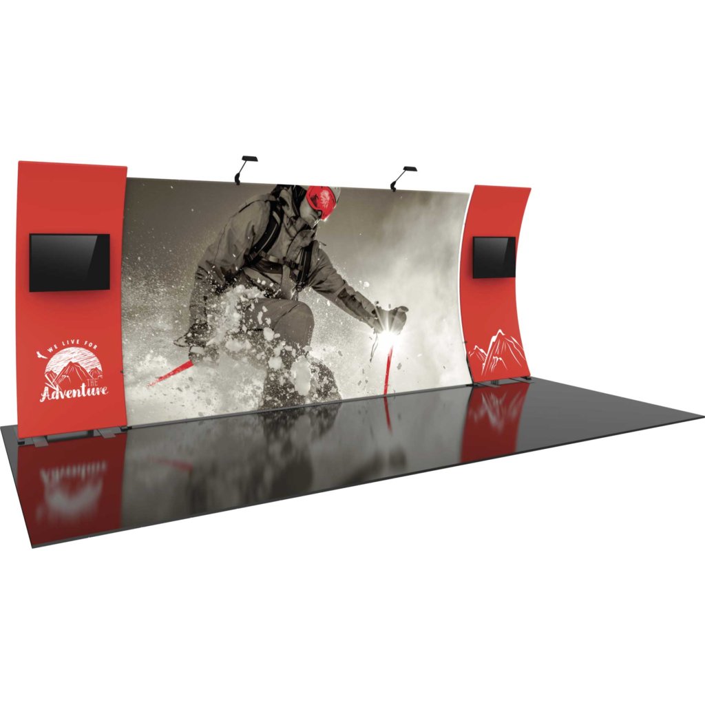 20x8.5-ft Vertical Curve Display with Monitor Kiosks | Orbus Formulate 12