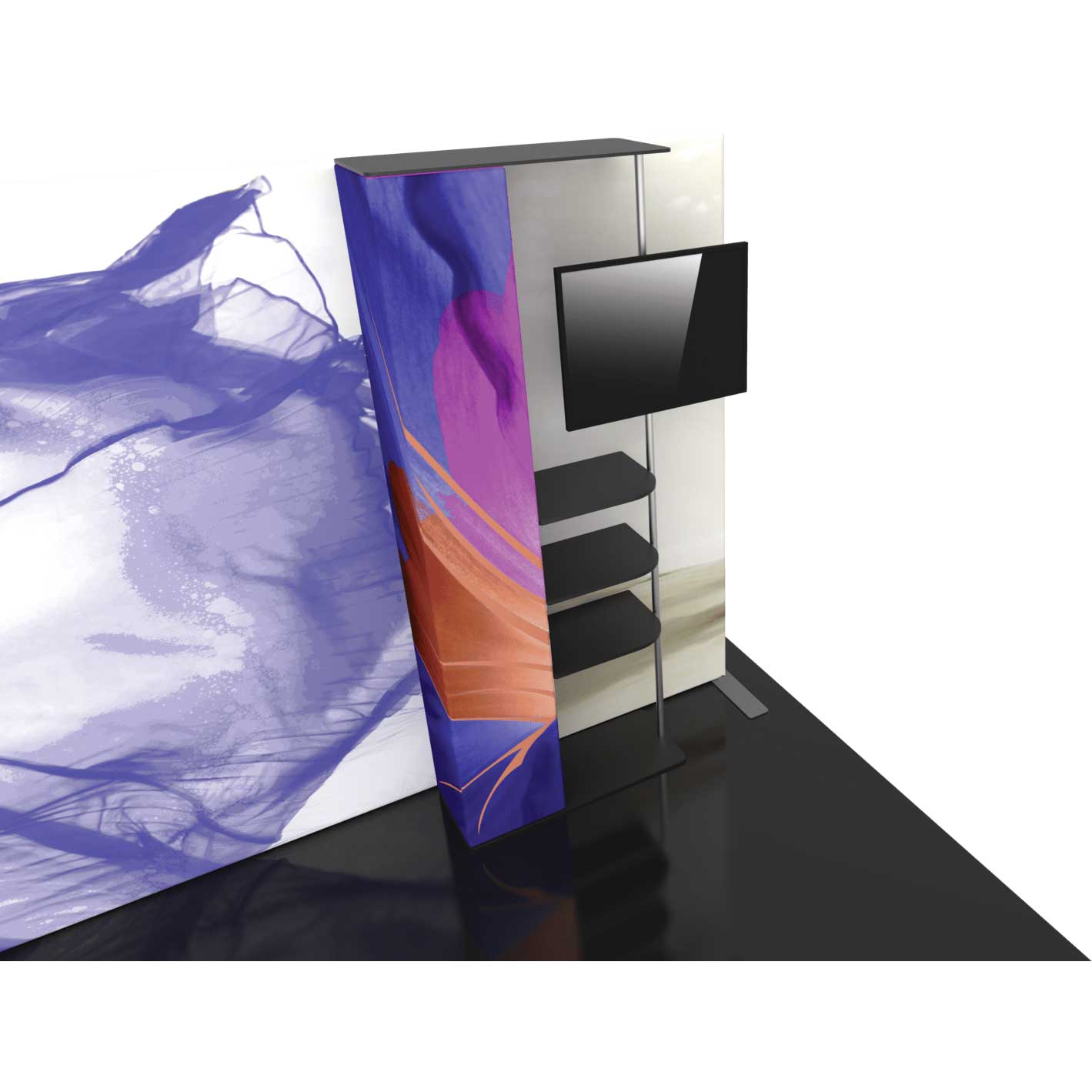 Add-on Display with 1x7.5-ft Sign, Monitor Mount & Shelves | Orbus Formulate 12 - Image 1