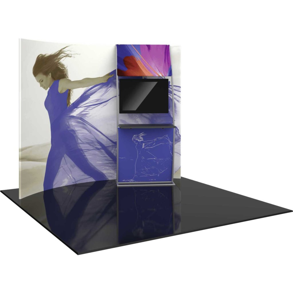 9x8-ft Curved Display with Monitor Mount & Shelf | Orbus Formulate HC6