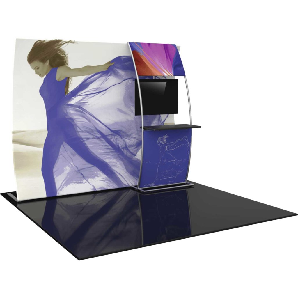 10-ft Vertical Curve Display with Monitor Mount & Shelf | Orbus Formulate VC7