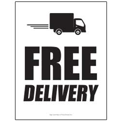 Free Delivery Sign Black & White