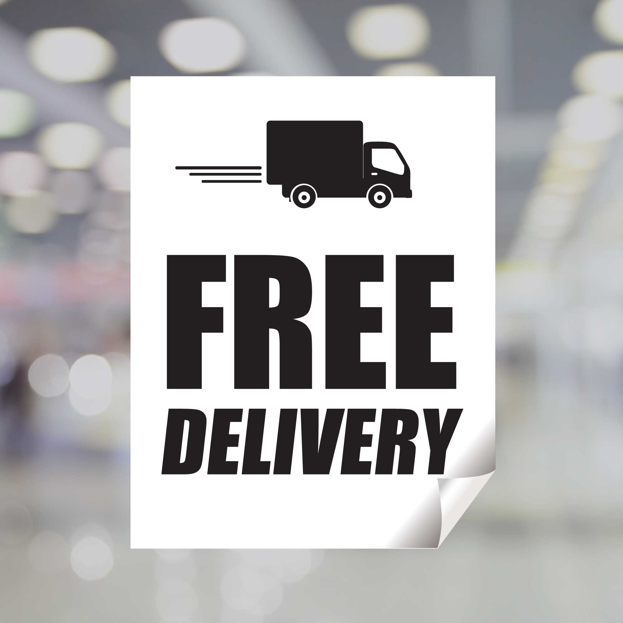 "Free Delivery" With Delivery Truck Icon Window Decal Plum Grove