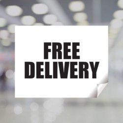 Free Delivery Black & White Window Decal