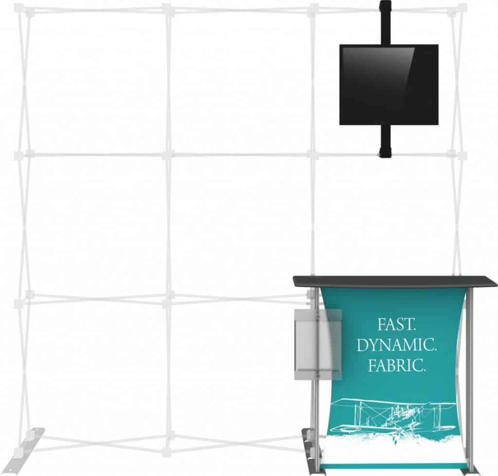 3x3.5-ft Add-on Monitor Mount, Counter & Brochure Holder for 8-ft Hopup | Orbus Hopup Kit 02