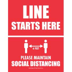 Line Starts Here Maintain Social Distancing