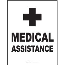 Medical Assistance Black & White Sign