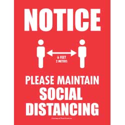 Notice Please Maintain Social Distancing 6 feet / 2 meters