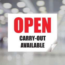 Open - Carry-Out Available Window Decal
