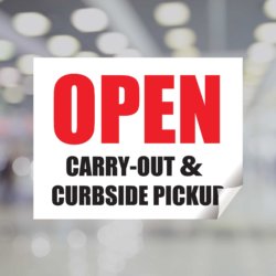 Open - Carry-Out & Curbside Pickup Window Decal