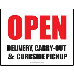 Open Delivery Carry-Out Curbside Pickup Sign