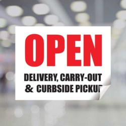 Open - Delivery, Carry-Out & Curbside Pickup Window Decal