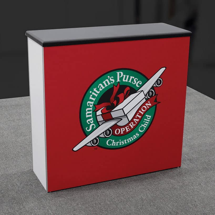 Buy or Rent Counter with Custom Art, 3.3x1.3x3ft Orbus Hybrid Pro