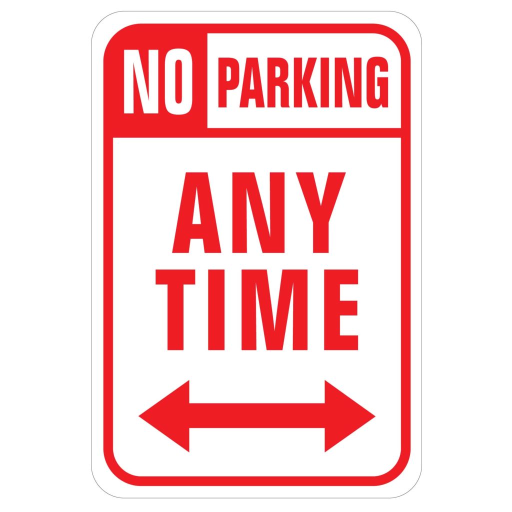 No Parking Any Time Signs, 4-ft Steel Sign Stand
