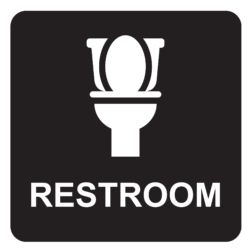 Black Restroom Sign with Toilet Icon | Bathroom Sign