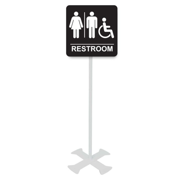 Handicap Bathroom Sign, Accessible Bathroom, 4-ft Floor-standing Sign ...