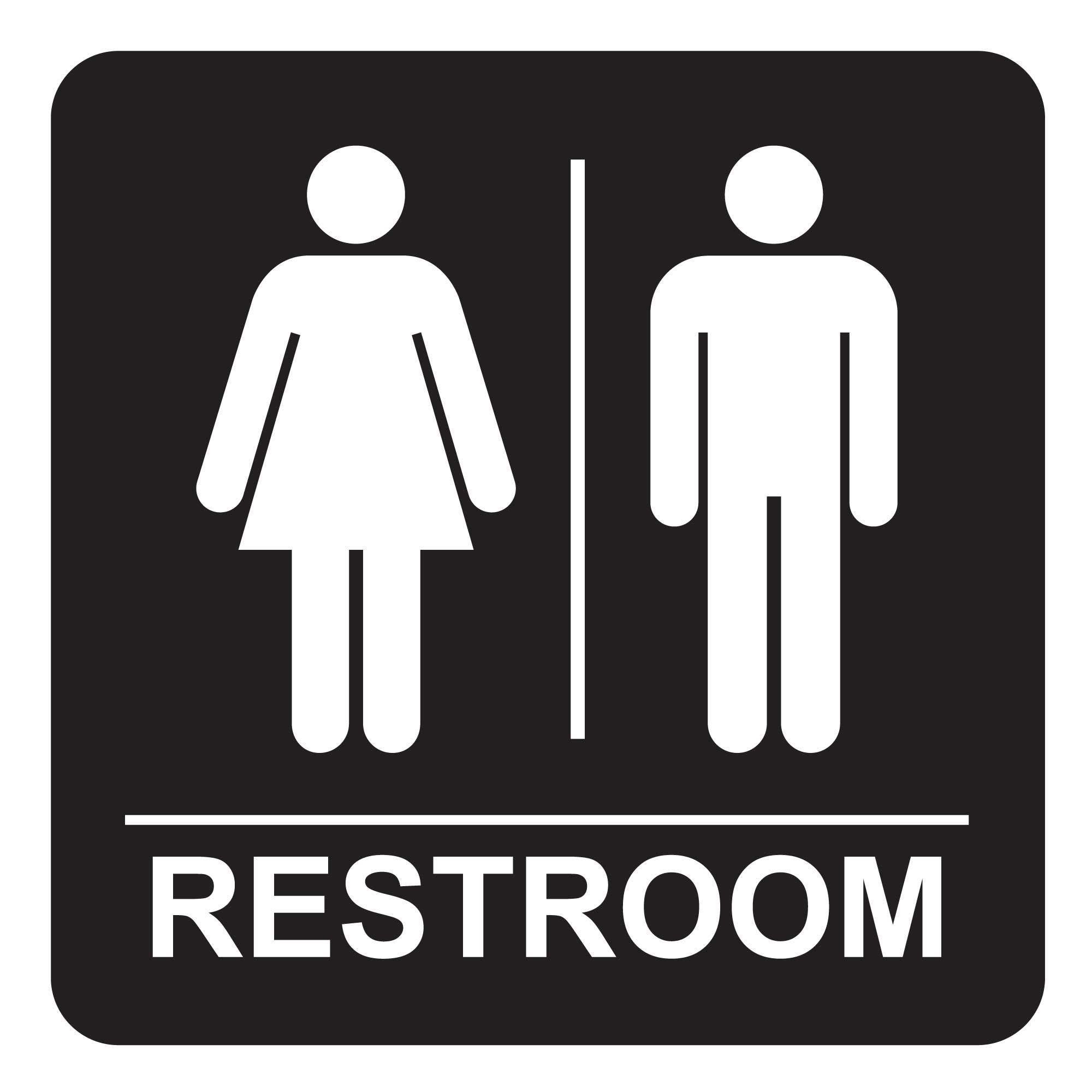 Restroom Sign, Unisex Black, 4-ft Floor-standing Sign | Plum Grove