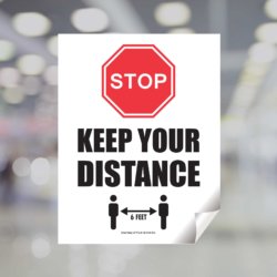 STOP Keep Your Distance Window Cling