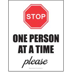 Stop One Person At A Time Sign