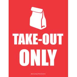 Take Out Only Bag Sign