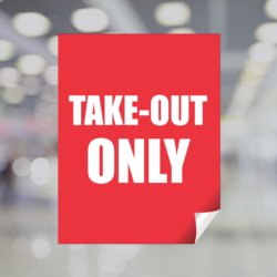 Take-Out Only Red Window Decal