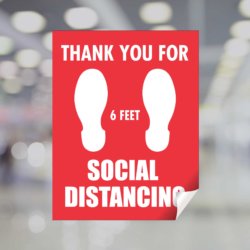 Thank You For 6-feet Social Distancing Window Cling