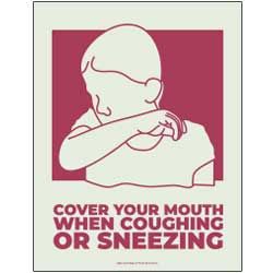 Cover Your Mouth When Coughing Or Sneezing (Red)
